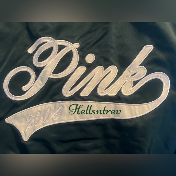Victoria’s Secret PINK VARSITY JACKET DEEP FOREST LIMITED EDITION SIZE SMALL - Picture 11 of 13